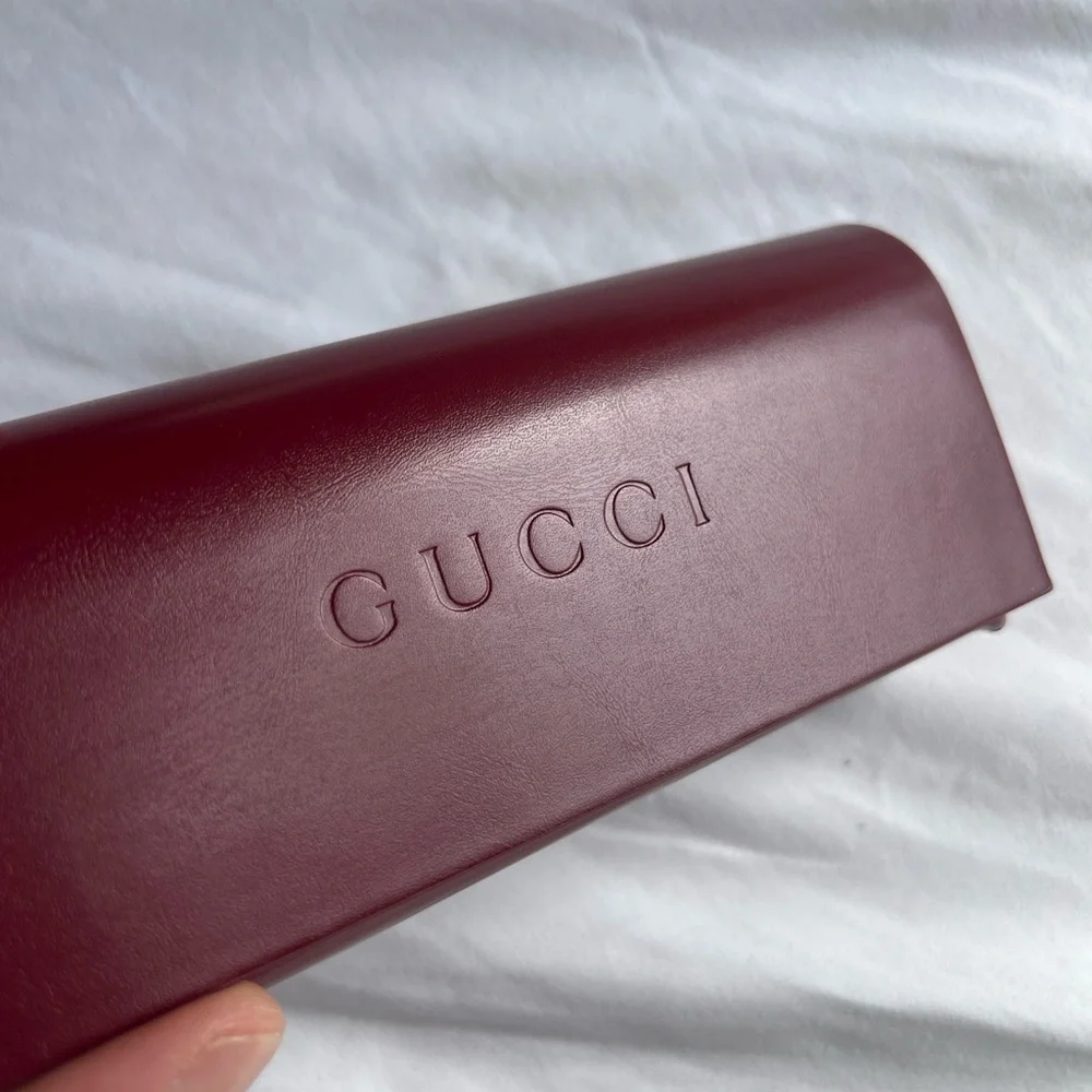 Brand New AUTH 2025 Gucci Leather Sunglasses Glasses Case Burgundy Wine Ancora